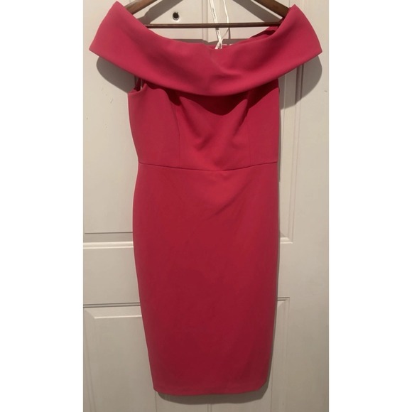 Calvin Klein Dress Women's Off‎ The Shoulder Hot Pink Mini Size 6 Cocktail - Picture 1 of 8